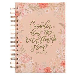 Image of Journal Spiral-bound Orange Consider How the Wildflowers Grow Luke 12:27