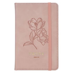 Image of Small Notebook with Elastic Closure Faux Hardcover Pink Trust Prov. 3:5