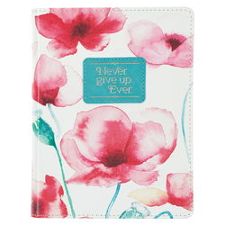 Image of Journal Handy Faux Leather Coral Poppies Never Give Up
