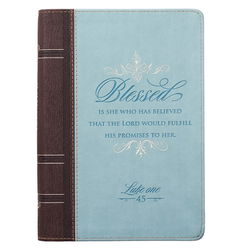 Image of Journal Classic Zip Teal/Brown  Blessed Luke 1:45