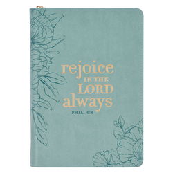 Image of Journal Classic Zip Teal Rejoice in the Lord Phil. 4:4