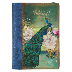 Image of Journal Classic Zip Blue/Peacock Printed Blessed Jer. 17:7