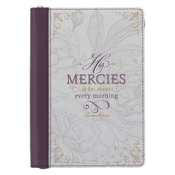 Image of Journal Classic Zip Purple/White Floral Printed His Mercies Lam 3:22-23