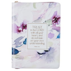 Image of Journal Classic Zip Purple Floral Trust in the Lord Prov. 3:5