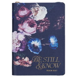Image of Journal Classic Zip Navy Be Still Ps. 46:10