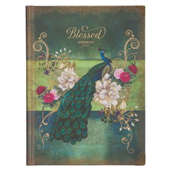 Image of Journal Hardcover Blue Peacock Blessed Jer. 17:7