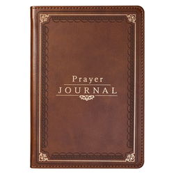 Image of Prompted Faux Leather Prayer Journal Brown Matt. 6:9-13