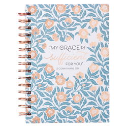 Image of Journal Wirebound White/Teal/Gold My Grace 2 Cor. 12:9