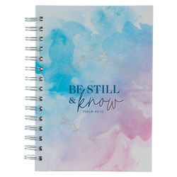 Image of Journal Wirebound Blue/Purple Watercolor Be Still Ps. 46:10