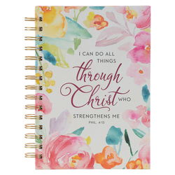 Image of Journal Wirebound Multicolored Floral All Things Through Christ Phil 4:13
