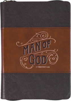 Image of Journal Classic Zip Brown Two-tone Man of God 1 Tim. 6:11