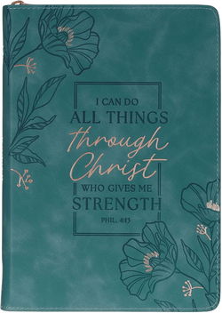 Image of Journal Classic Zip Teal All Things Through Christ Phil. 4:13