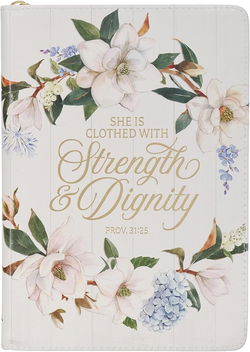Image of Journal Classic Zip White Strength & Dignity Prov. 31:25