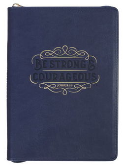 Image of Journal Classic Zip Navy Be Strong & Courageous Josh. 1:9