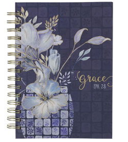 Image of Journal Wirebound Blue Floral Grace Eph. 2:8