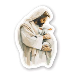 Image of Jesus Holding Lamb Sticker