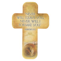 Image of Cross Bookmark Tan Compass Never Will I Leave You Heb. 13:5