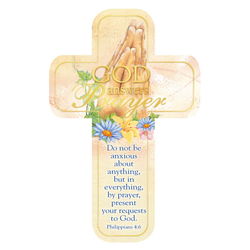 Image of Cross Bookmark Tan Praying Hands God Answers Phil. 4:6