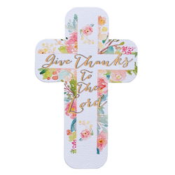 Image of Cross Bookmark Floral Give Thanks to the Lord