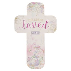 Image of Cross Bookmark Purple Floral You are Loved 1 John 4:19