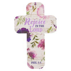 Image of Cross Bookmark Purple Floral Rejoice in the Lord Phil. 4:4