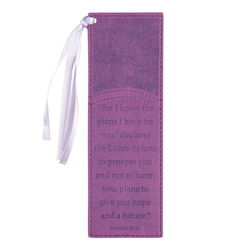 Image of Bookmark Faux Leather Purple I Know the Plans Jer. 29:11
