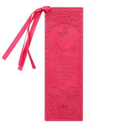 Image of Bookmark Faux Leather Pink Faith Heb. 11:1