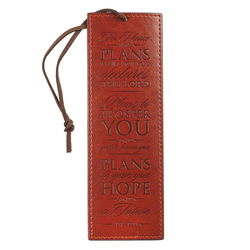 Image of Bookmark Faux Leather Brown I Know the Plans Jer. 29:11
