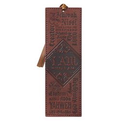 Image of Bookmark Faux Leather Brown Names of God