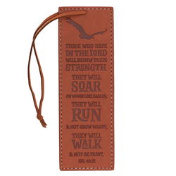 Image of Bookmark Faux Leather Brow Soar, Run, Walk Isa. 40:31