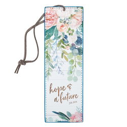 Image of Bookmark Faux Leather Blue/Floral Printed Hope & a Future Jer. 29:11