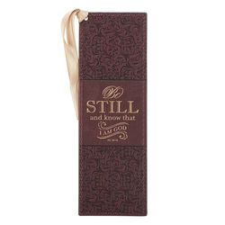 Image of Bookmark Faux Leather Brown Be Still and Know Psalm 46:10