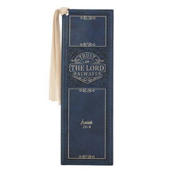 Image of Bookmark Faux Leather Navy Trust in the Lord Isa. 26:4