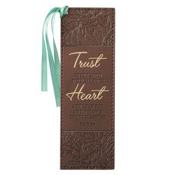 Image of Bookmark Faux Leather Brown Trust in the Lord Prov. 3:5