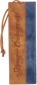 Image of Bookmark Faux Leather Be Strong & Courageous Josh. 1:9