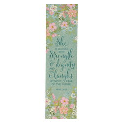Image of Bookmark Pack Teal Floral Strength & Dignity Prov. 31:25