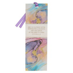 Image of Bookmark Purple Marble Strength & Dignity Prov. 31:25