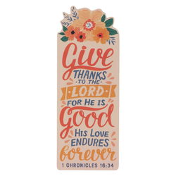 Image of Bookmark Yellow Floral Give Thanks 1 Chron. 16:34