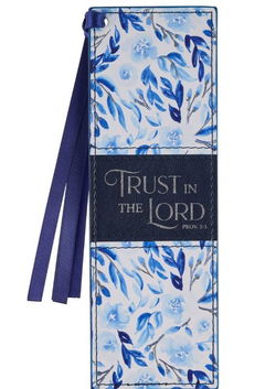 Image of Bookmark Faux Leather Blue Floral Trust Prov. 3:5