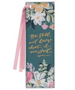 Image of Bookmark Faux Leather Teal Be Still. Ps. 46:10