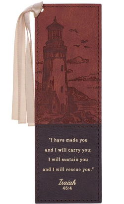 Image of Bookmark Faux Leather Two-tone Brown I Will Carry You Isa. 46:4