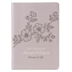 Image of Journals Slimline Lux-Leather Flexcover Strength & Dignity Mauve
