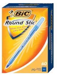 Image of Blue Medium Bic Round Stik Pen 60/box