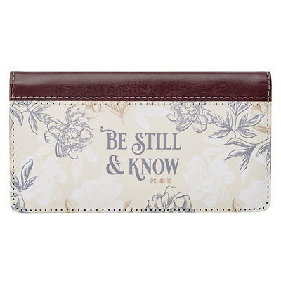 Image of Be Still & Know Neutral Florals Faux Leather Checkbook Cover– Psalm 46:10
