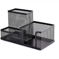 Image of Mesh Desk Organizer Caddy 3 bin – Black