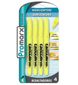 Image of Promarx Glowline Pocket Highlighter Yellow 4 pk