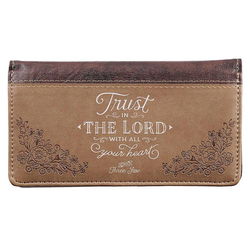 Image of Checkbook Cover Trust In The Lord Faux Leather Brown – Proverbs 3:5-6