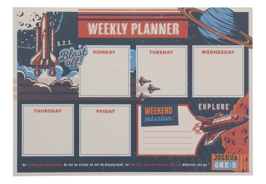 Image of Weekly Planner Undated Strong and Courageous Josh. 1:9