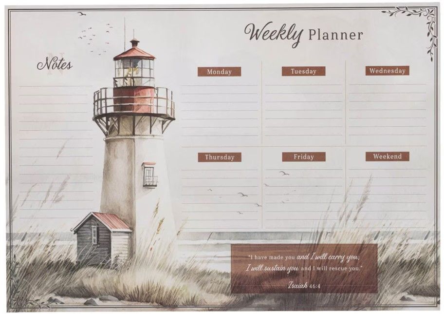 Image of Weekly Planner Undated Lighthouse I Will Carry You Isa. 46:4