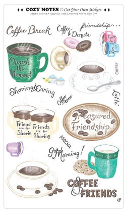 Image of Stickers Coffee 5 7/8 x 10″ sheet